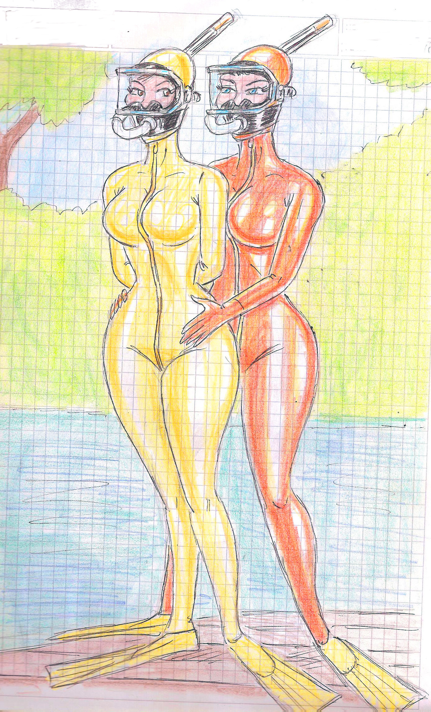 Orange and Yellow Scuba Bondage