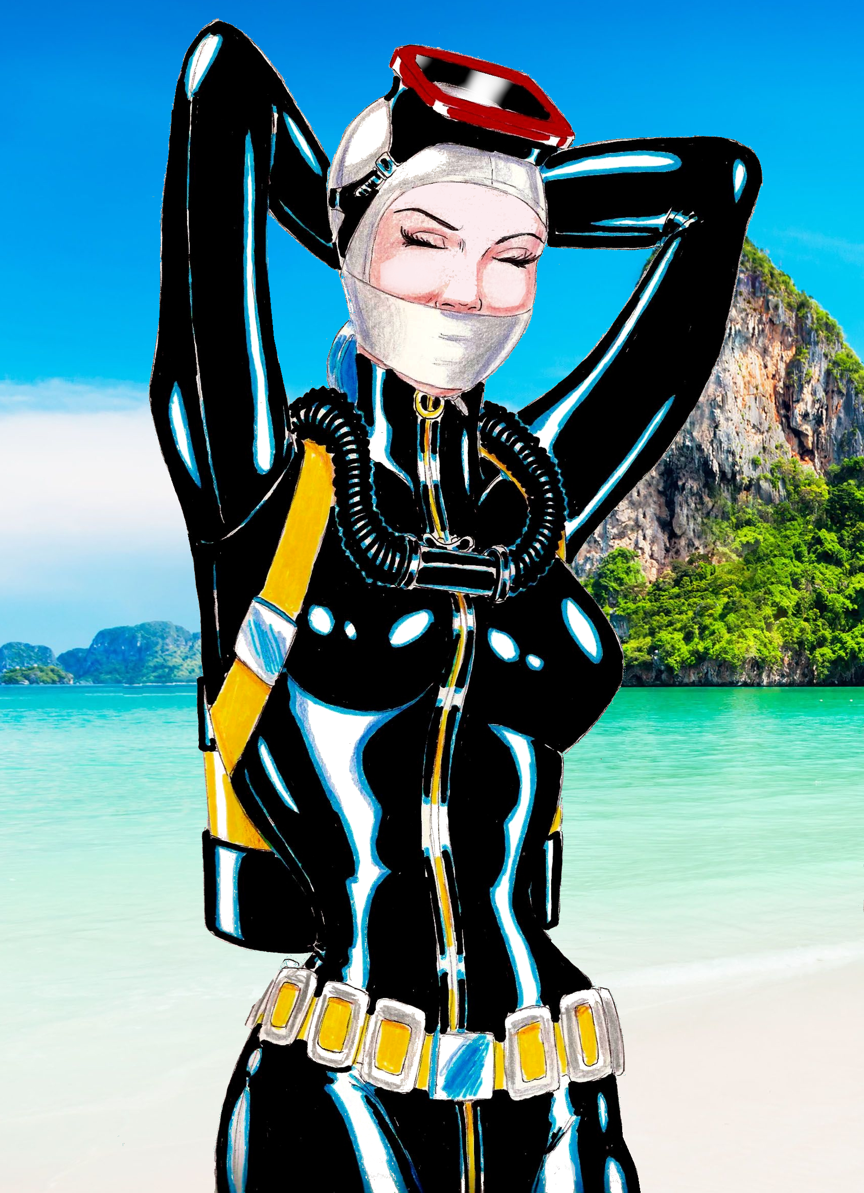 Gagged in Scuba at the Beach